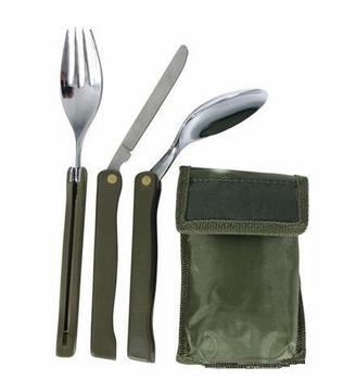 Fold Out KFS Set Knife Fork and Spoon Cutlery Set With Pouch (Mil-Tec) - main image