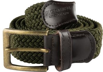 Elasticated Belt Military Style Countryman Woven Belt With Leather Trim, New - main image