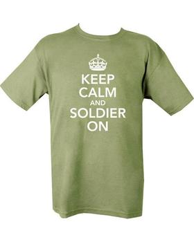 Keep Calm And Soldier On Cotton T Shirt In Green Or Sand - main image
