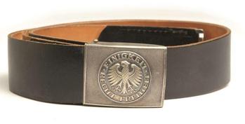 Genuine East German (DDR) Black Leather Belt With Buckle - main image