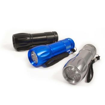 LED Pocket Torch 9 LED Aluminium Torch - With Batteries - main image