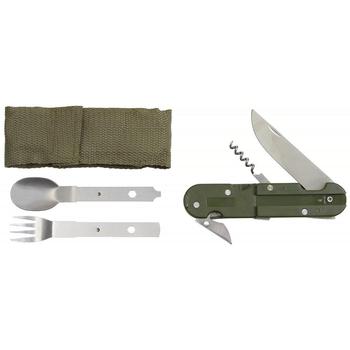 Military Style Folding 3 Part Cutlery set in a pouch - Maxces Style Cutlery Set - main image