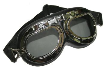 Flying Goggles Black Or Chrome Surround Miltec RAF Style Flying / Flyers Goggles - main image
