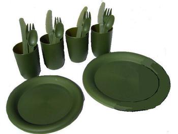 Olive Green Picnic / Plate and Mug Set Highlander 4 person 24 Piece set - main image
