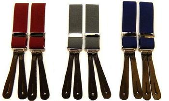 Braces Vintage Style Classic Plain Colour Leather End Button Braces - main image