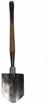US Folding Spade WWII Dated 1944-1945 Wooden Handle Entrenching Tool - main image