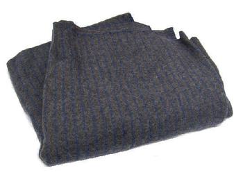 Military Blanket Danish Issue Grey / Striped Wool Blanket with Stitched Edges, New - main image
