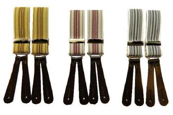 Braces Vintage Classic Leather Ended Button Fastening Striped Braces - main image