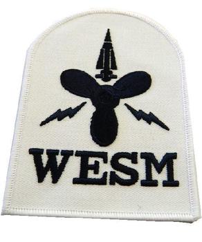 Naval Badge WESM Weapons Engineer Submariner Naval Cloth Badge - White Working Dress - main image