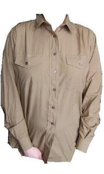 Women's Khaki Shirt Ladies Long Sleeved Khaki Issue Shirt, New - main image