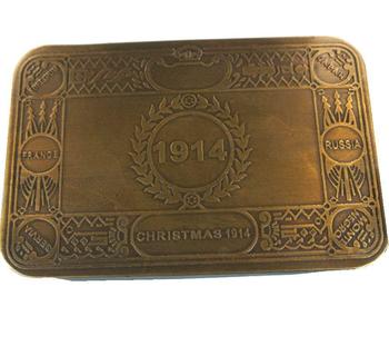 Brass Reproduction 1914 Christmas Tin Brass WW1 Style Christmas gift Box / tin - main image