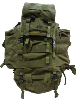 Olive Green Lowe Alpine Saracen 90 Plus 20 Litre Used Bergan With Side Pockets - main image