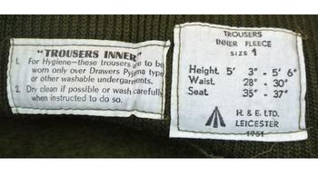 Military Issue Olive Liner Trousers Vintage 1950's - main image