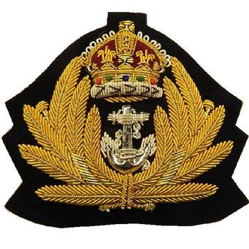 WWII Style Kings Crown Gold Wire Royal Navy Cap Badge