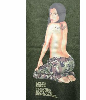 Cotton T Shirt Olive Green Para And Commando Pin Up Girl T Shirts, New - main image