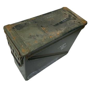Large Green Metal Ammo Box Tough U.S. Military M548 40mm Steel Storage Box LSA2 / L24A1 - main image
