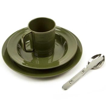KFS Plate Bowl and cup set Olive Green Army Style Plate, Soup Bowl and Cutlery Set - main image