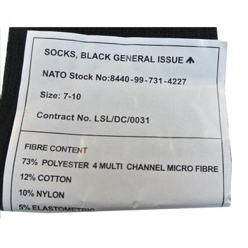 Military Issue Black General Service Socks (Shorter Length) Polyester Cotton Mix - main image