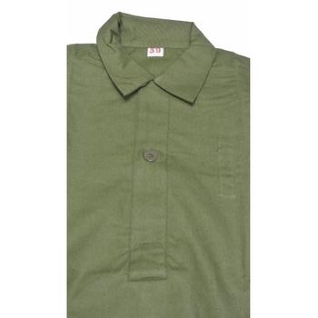 Vintage Swedish Military Issue Green Over Head Shirt New 2 Button Front Shirt - main image