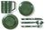 KFS Plate Bowl and cup set Olive Green Army Style Plate, Soup Bowl and Cutlery Set